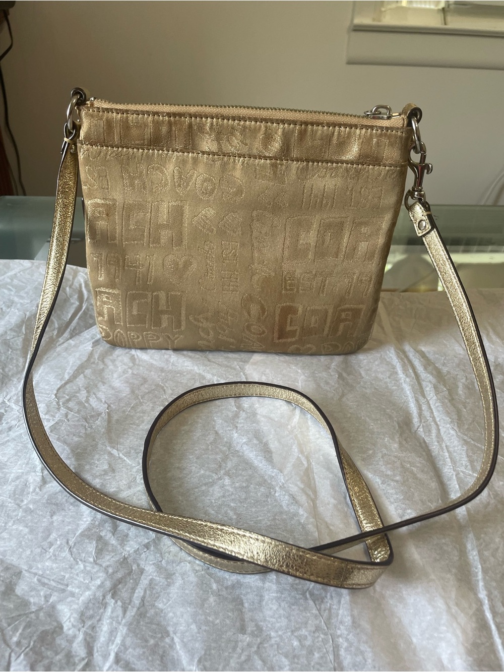 Coach Poppy EUC Bag Gold Metallic Lurex Crossbody Y2K Coach Poppy - Picture 11 of 15